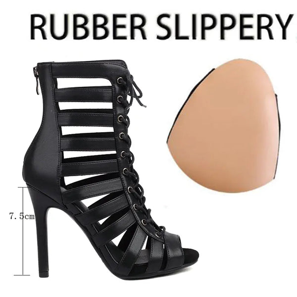 Ondine Lace-Up Cut-Out Peep-Toe Ballroom Dance Boots