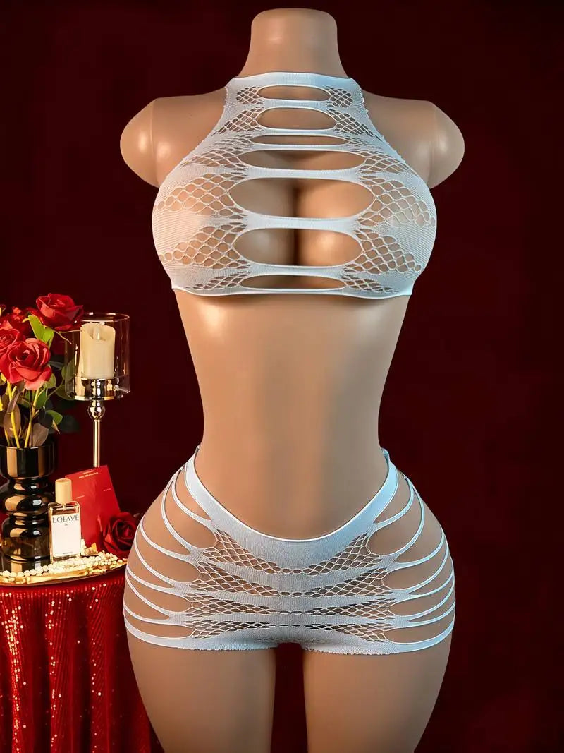 Skyline Temptation Fishnet Mesh Lingerie Set Two-piece