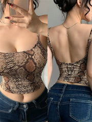 Luna Viper Print Spaghetti Strap Crop Top One-piece
