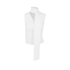 Cecelia Soft Whisper Ruched Draped Sleeveless Scarf Top One-piece