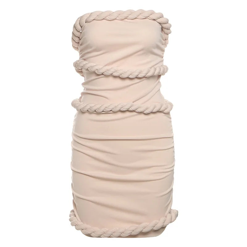 PixieKiki Twisted Bandage Bodycon Dress Pink Sexy Strapless Backless Mini Dresses for Woman Clothes Summer 2026 P94-DE64