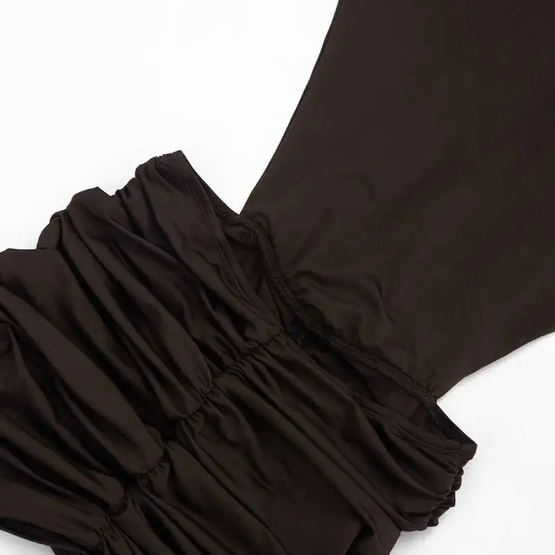 Marcella High-Neck Ruched Backless Mini Dress