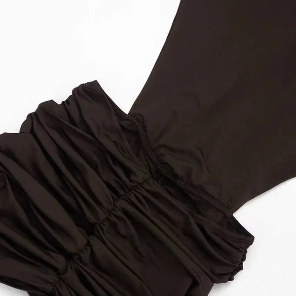 Marcella High-Neck Ruched Backless Mini Dress
