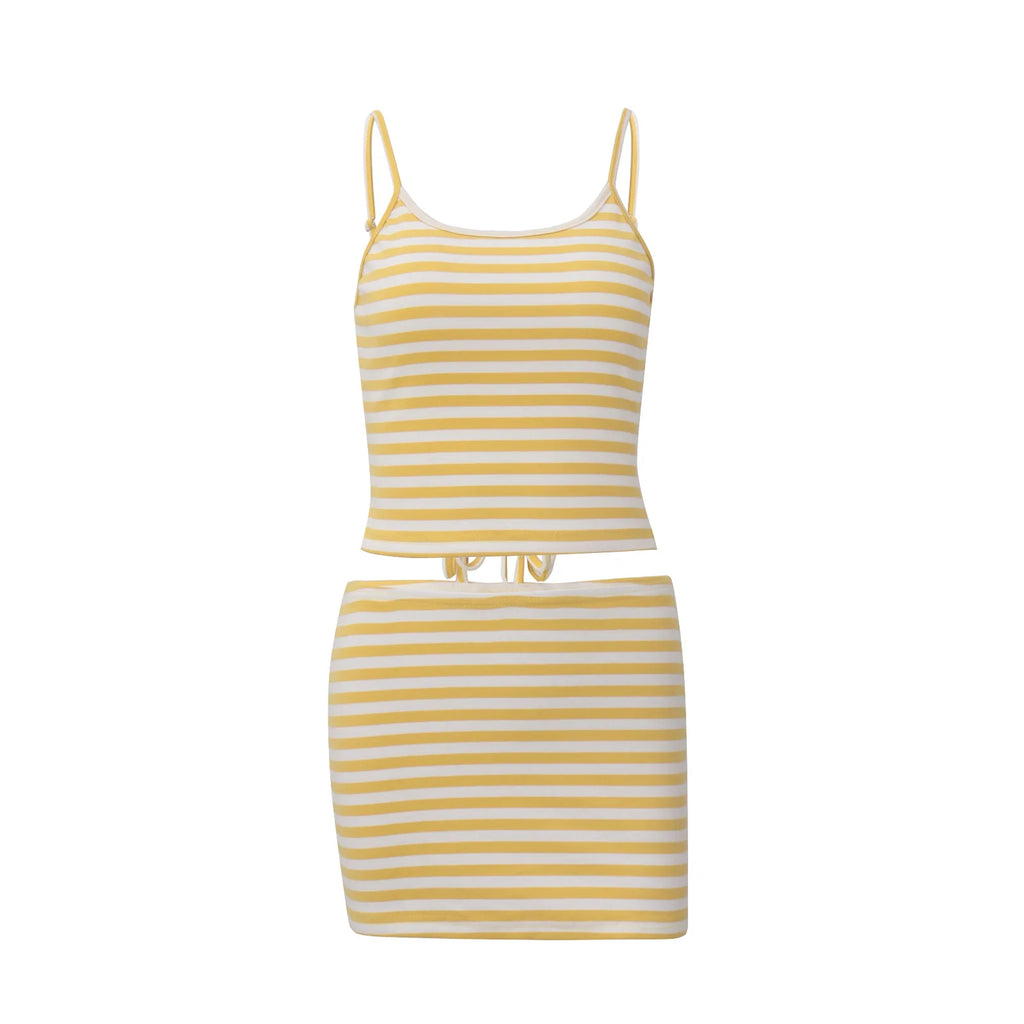 Marisol Striped Cami Mini Skirt Set Two-piece