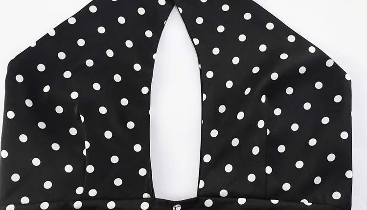 Leontyne Polka-Dot Cross-Halter Keyhole Backless A-Line Mini Dress