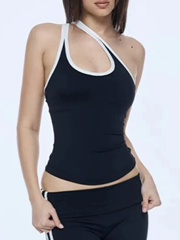 Kaia Asymmetrical One-Shoulder Cutout Top One-piece