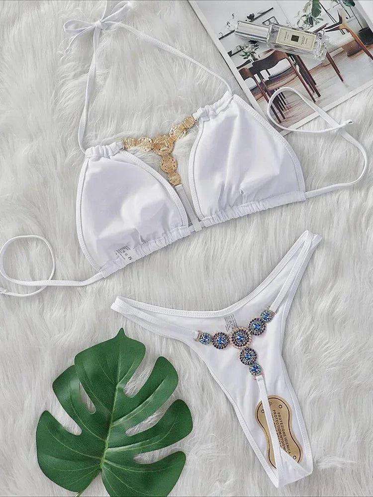Dahlia Rhinestone String Bikini Two-piece
