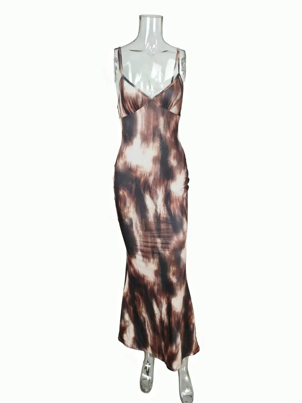 Rosamond Abstract Print V-Neck Cami Bodycon Maxi Dress