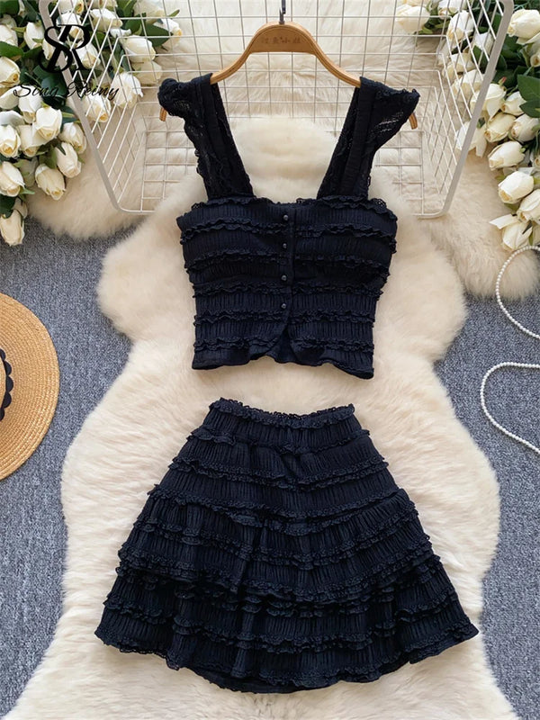 Lisette Strapless Ruffle Top & Mini Skirt Two-piece