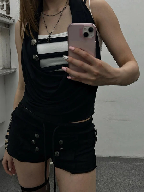 Draper Cowl-Neck Halter Vest Top One-piece