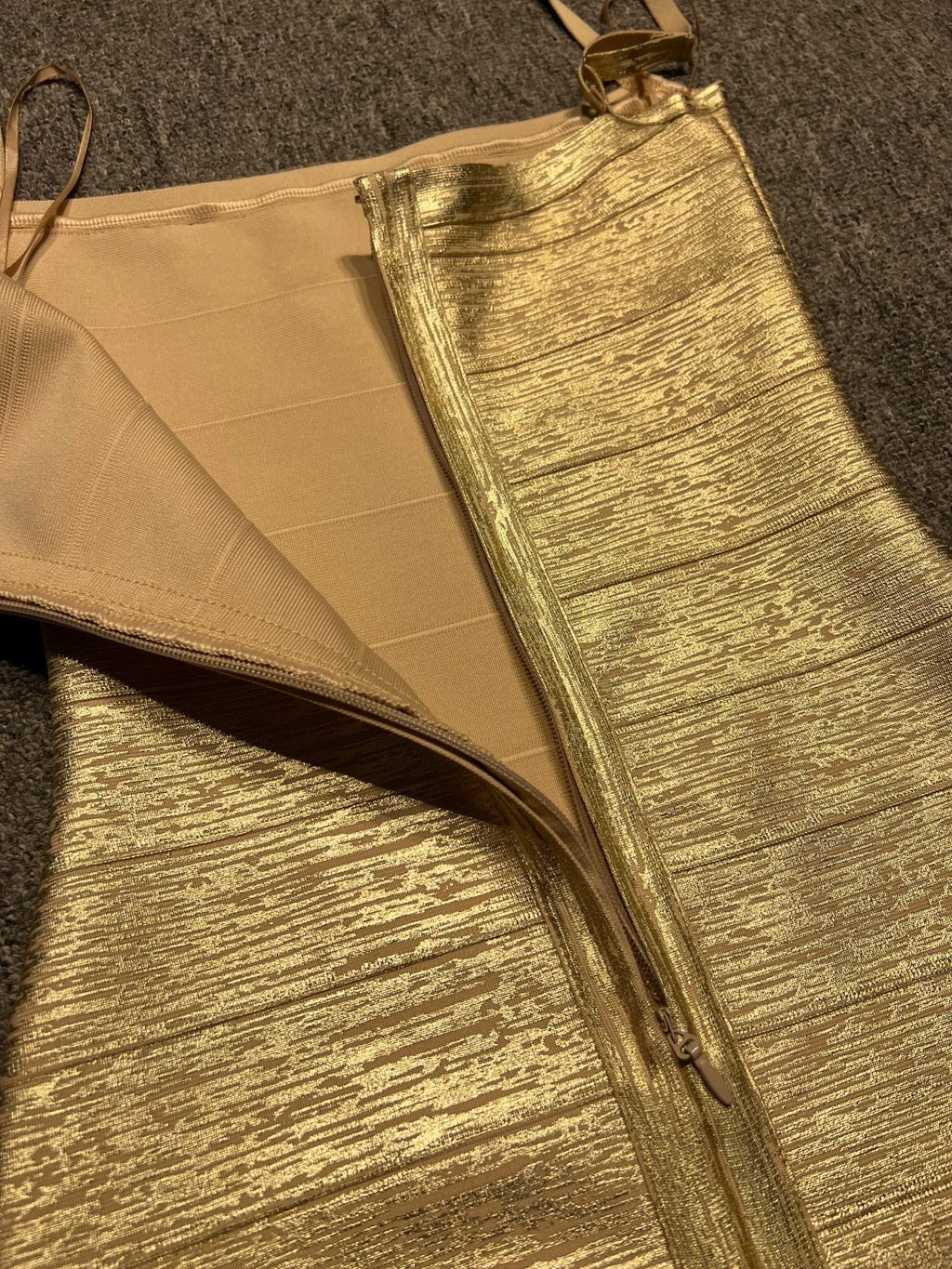 Clemence Metallic Gold Bandage Bodycon Mini Dress