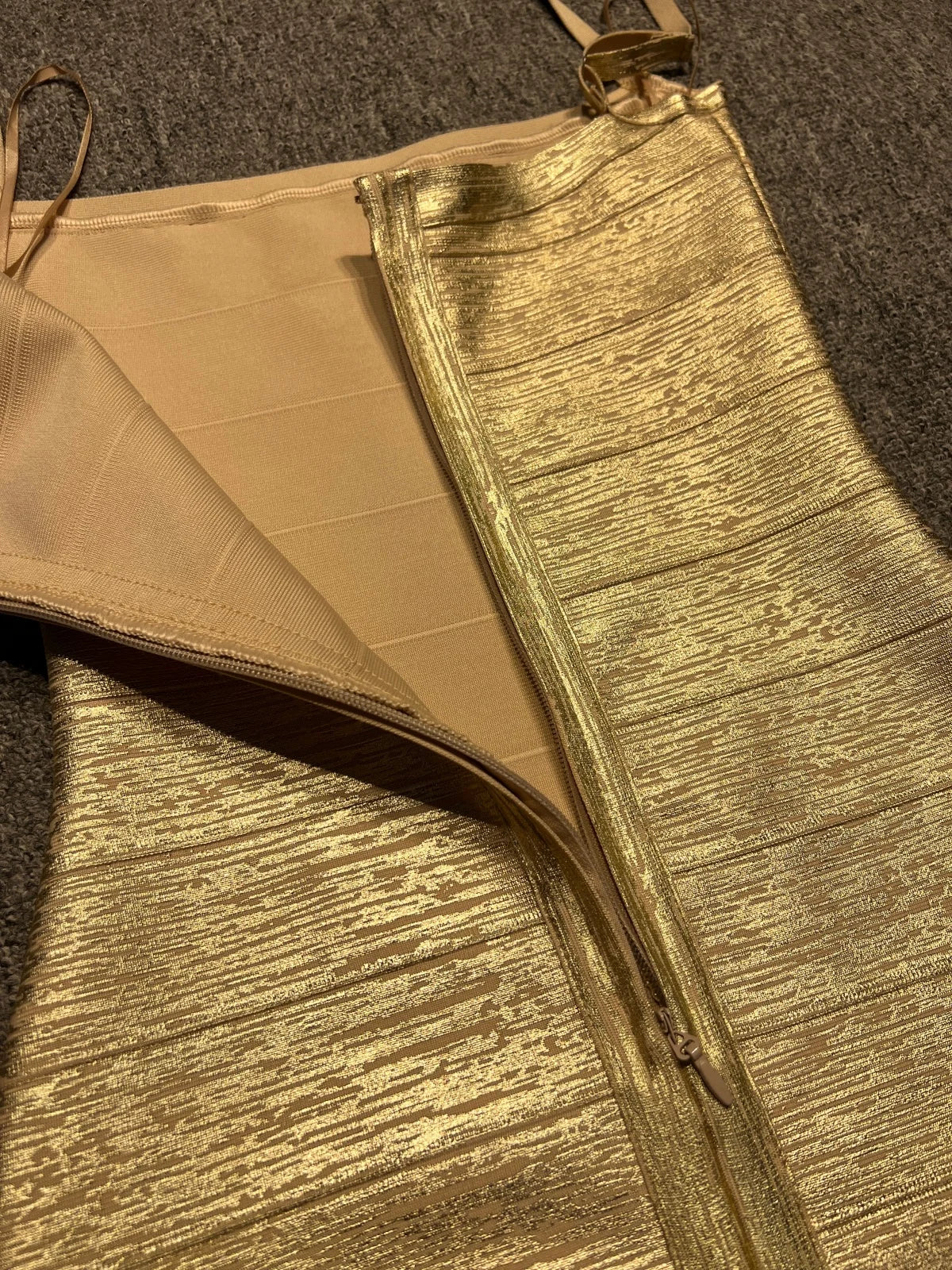 Clemence Metallic Gold Bandage Bodycon Mini Dress