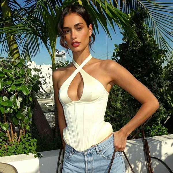 Zara Cutout Lace Sleeveless Corset Top One-piece