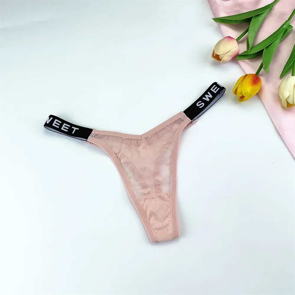 Amara Letter-Waist Mesh Thong Pack Lingerie 3-piece