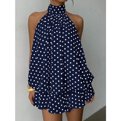 Isabella Polka Dot Halter Mini Dress