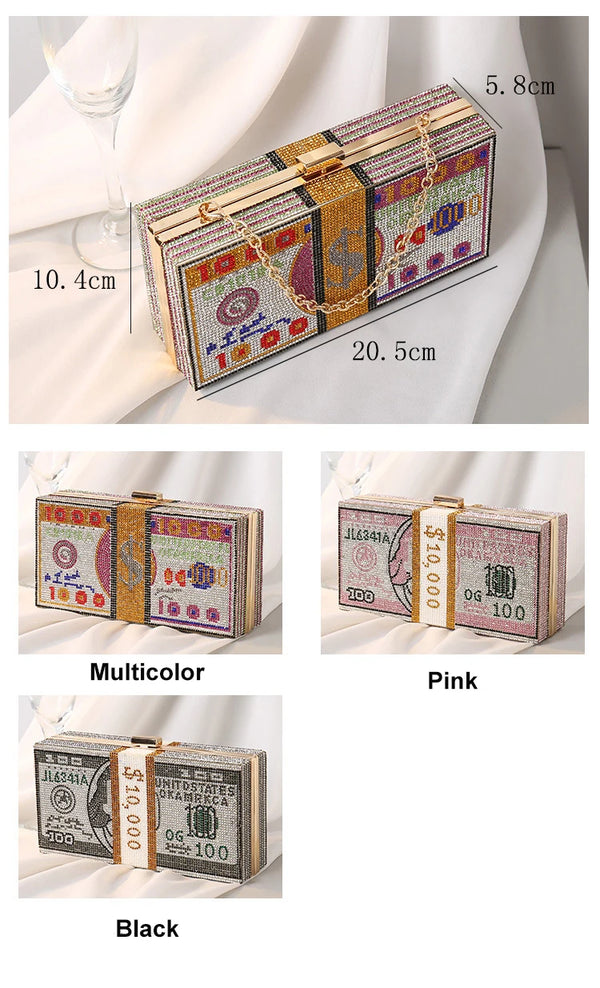 Odessa Crystal Money-Stack Box Clutch