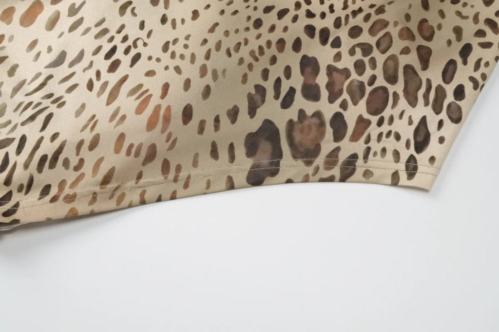 Leopoldine Leopard Print Halter Backless Bodycon Maxi Dress