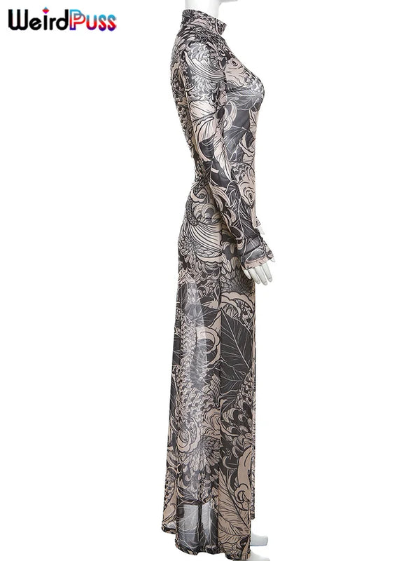 Jenny Midnight Dragon Long Sleeve Maxi Dress
