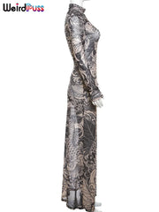 Jenny Midnight Dragon Long Sleeve Maxi Dress