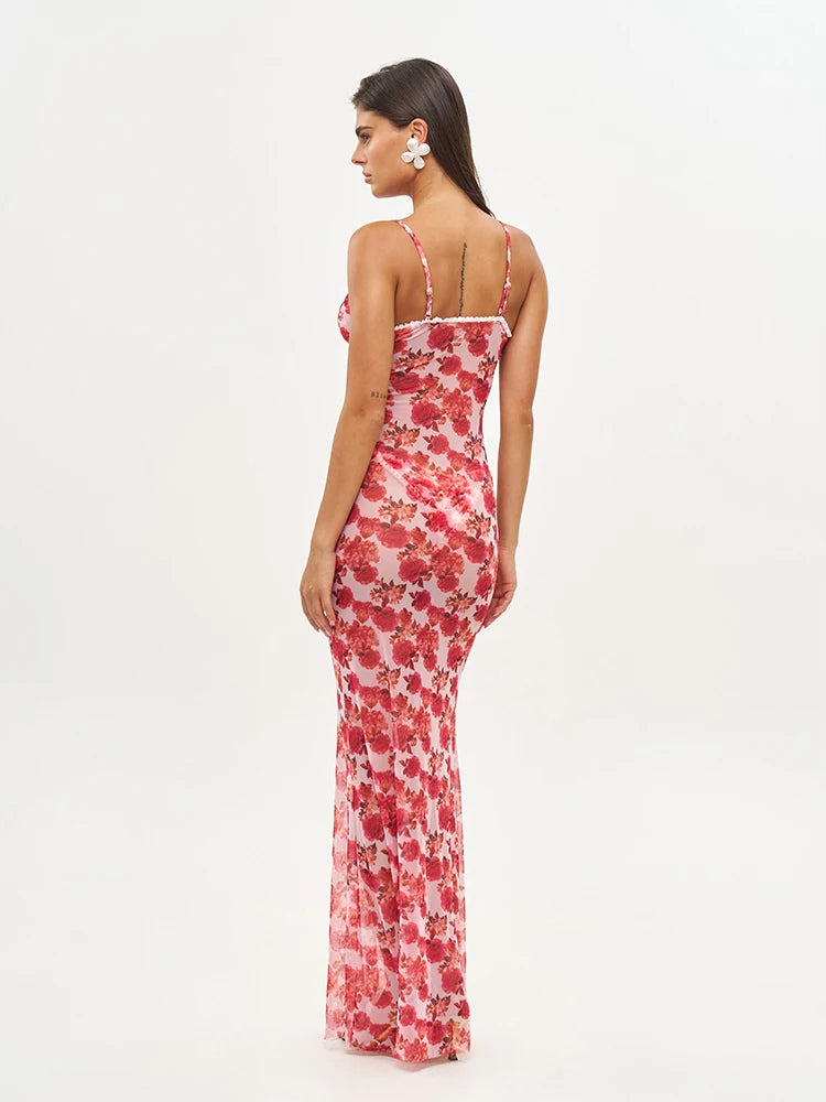 Marisa Red Floral String Bikini & Mesh Cover-Up Dress Collection