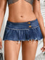 Sexy blue low waist denim mini skirt women summer night club party skirts for woman clothing short micro jean skirt streetwear