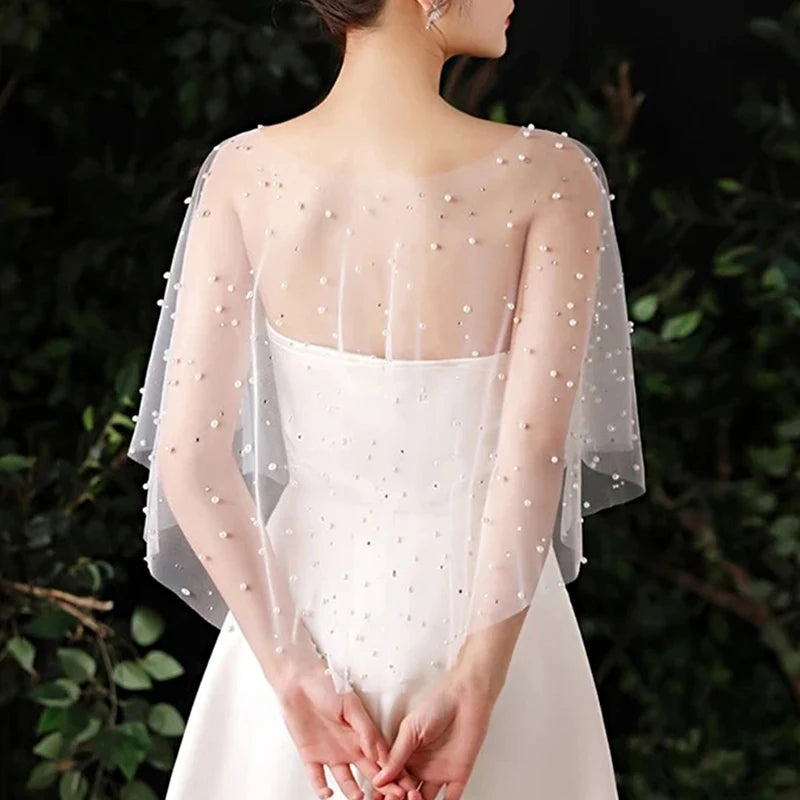 Seraphina Feather-Trim Lace Bridal Kimono Wrap