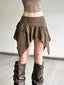 Brielle Mesh-Ruched Asymmetric Mini Skirt One-piece