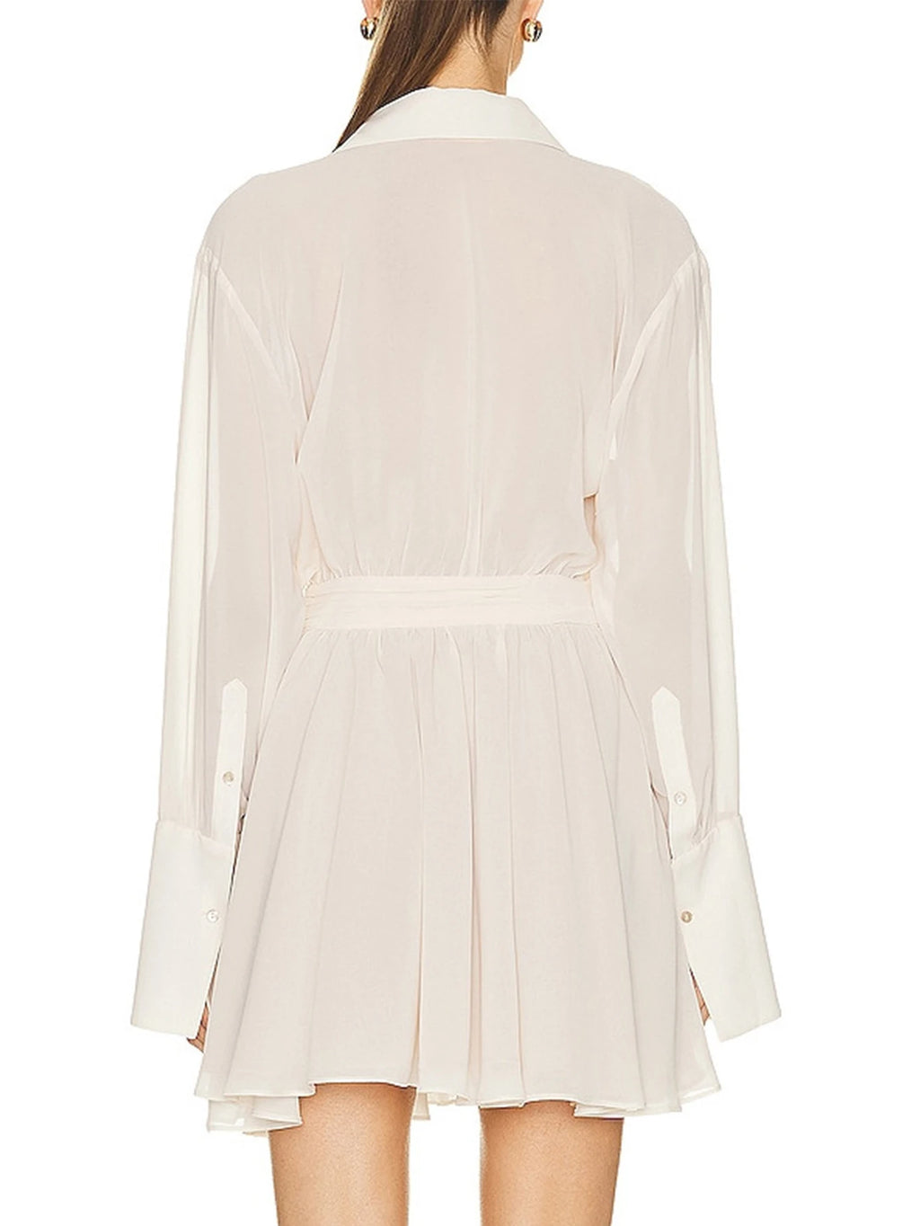 Geneva Sheer Long-Sleeve Chiffon Shirt Mini Dress
