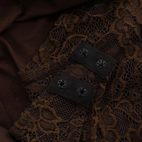 Valentina Cocoa Lace Draped Maxi Dress