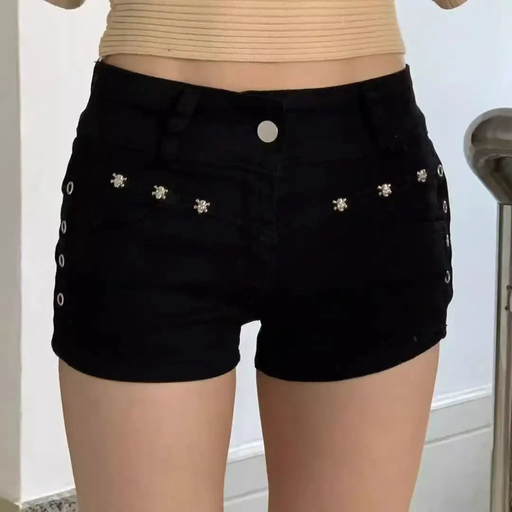 Raven Lace-Up Vintage Denim Shorts Apparel One-piece