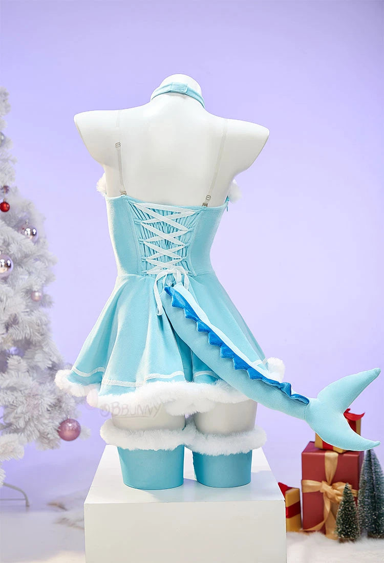 Liora Hooded Fur-Trim Cape & Lace-Up Velvet Cosplay Costume Set