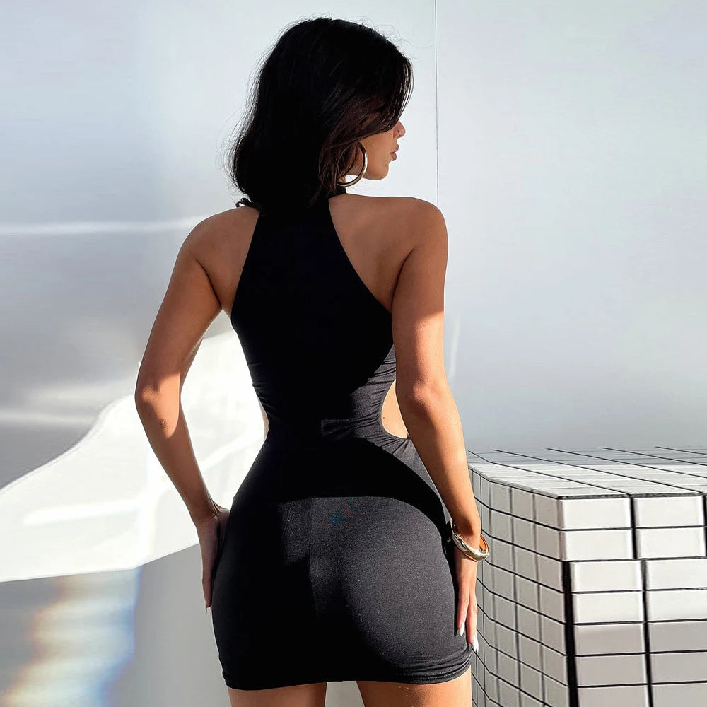 Romy Ruffle Halter Bodycon Mini Dress