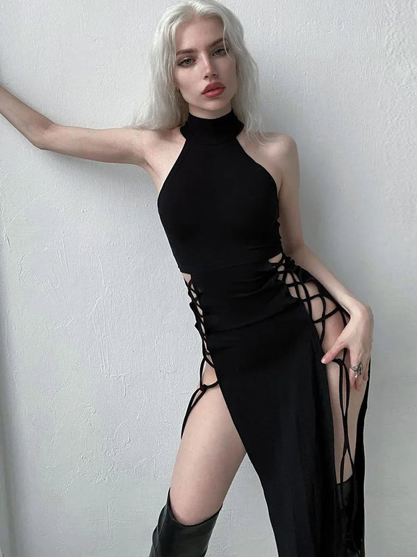 Seraphine Gothic Nun Cosplay Costume with Lace-Up High Slits