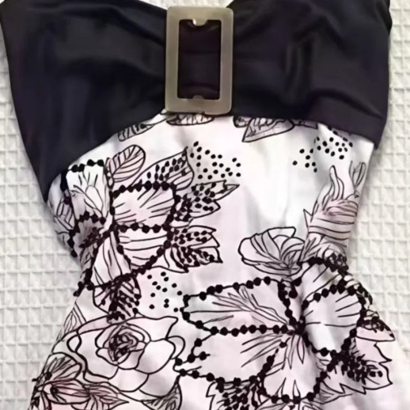 Marisol Floral-Appliqué Halter Camisole Top One-piece