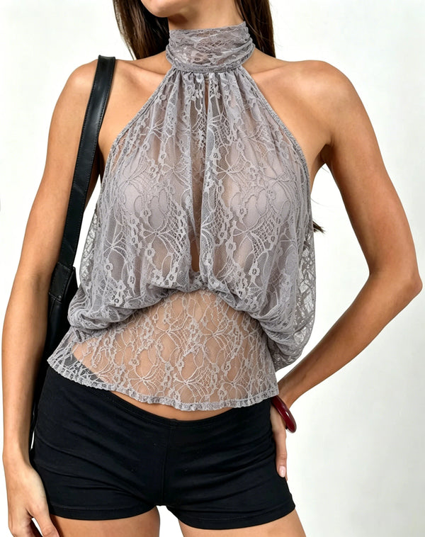Amethyst Lace Halter Top One-piece
