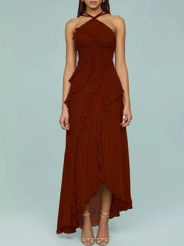 Saskia Ruched Backless A-Line Maxi Dress
