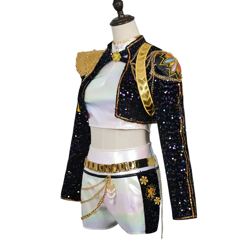 Aurelia Sequin Gold-Trim Idol Stage Costume Set (Kids' Sizes 110-150)