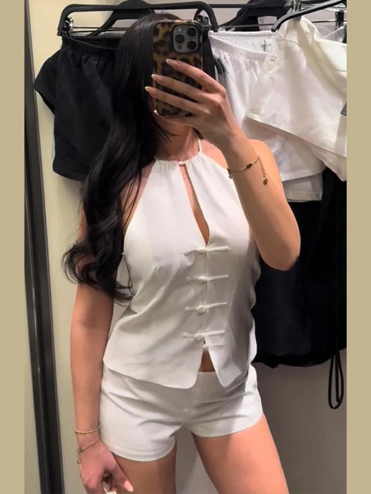 Corinne Halter Button Top & Shorts Separates Collection