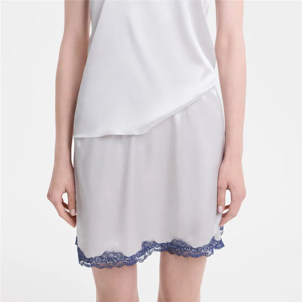 hirigin Summer French Women Satin Pajama Skirts Bottoms Lace Trim Silk Lounge Skirts High Elastic Waist Y2K Vintage Streetwear