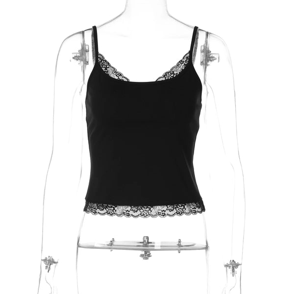 Keturah Lace Patchwork Trim Crop Cami One-piece