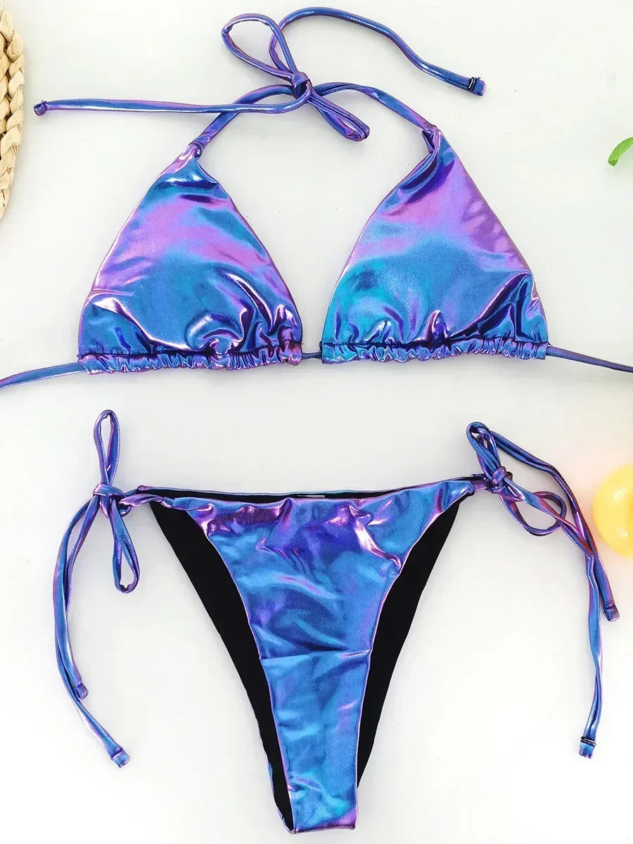 Roxana Faux-Leather String Bikini Two-piece