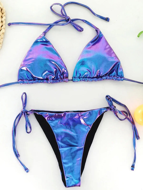 Roxana Faux-Leather String Bikini Two-piece
