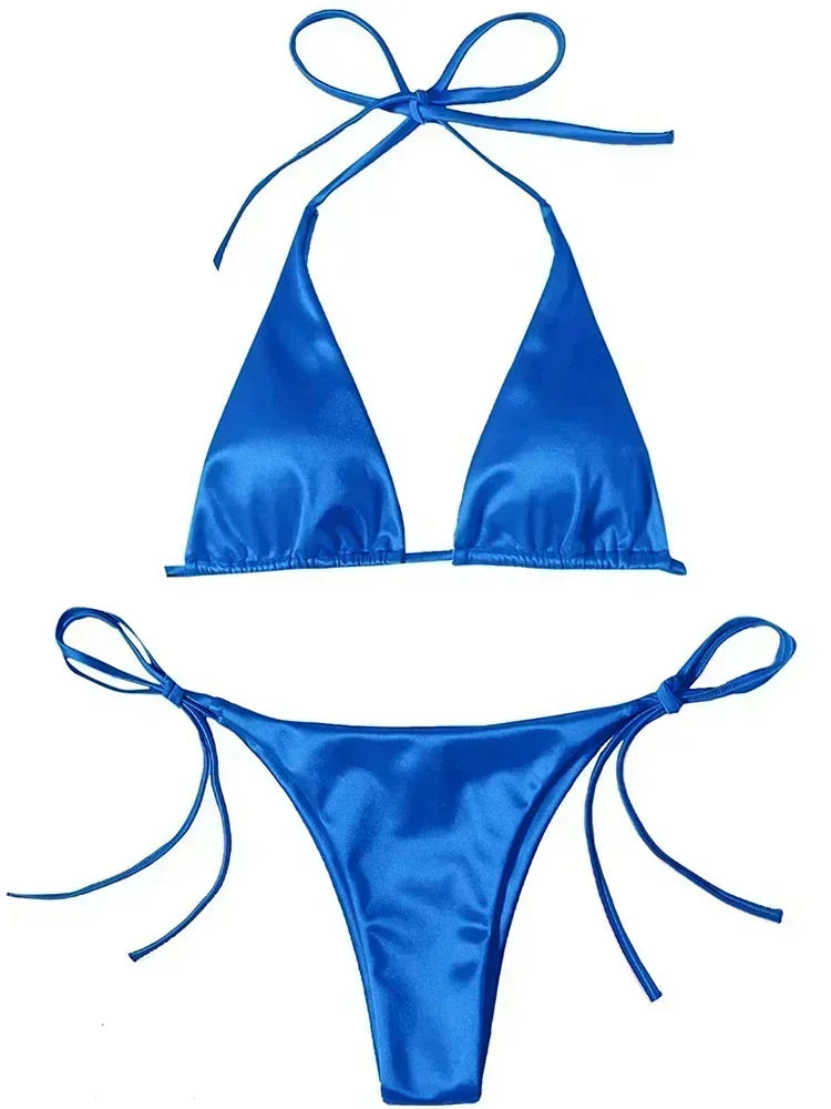 Valentina Metallic Wrap Halter Bikini Two-piece