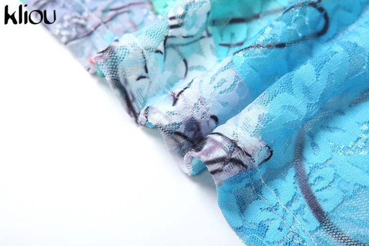 Wilhelmine Sheer Lace Gradient Print Cutout Cami Maxi Dress