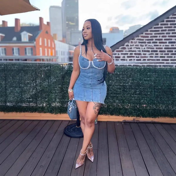 Marcella Fitted Denim Mini Dress