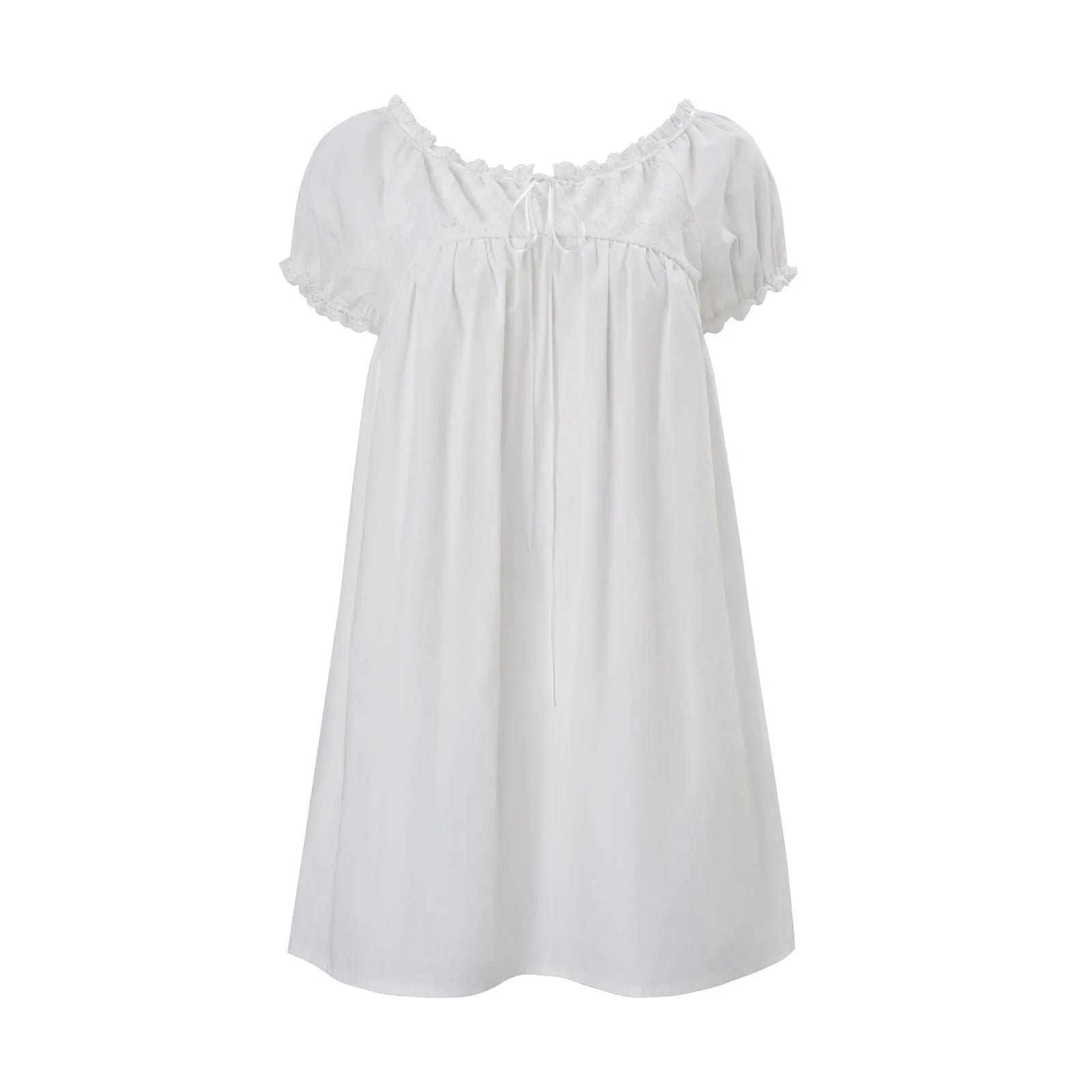 PixieKiki Women's Casual Loose Bubble Sleeves Mini Dress Mori Girl Cutecore White Summer Dresses P33-DD16