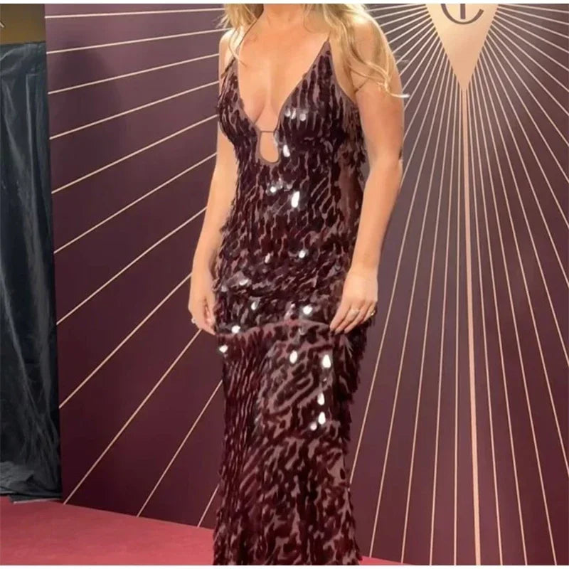 Seraphina Sequin V-Neck Maxi Dress