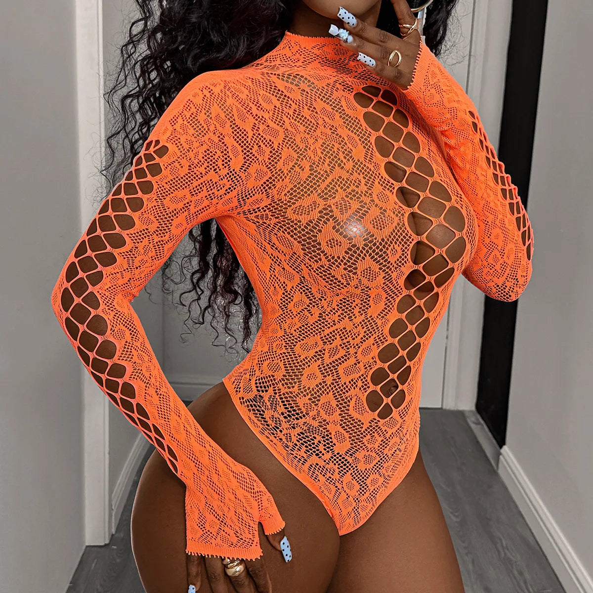 Nadia Animal-Pattern Fishnet Bodystocking Secondary image