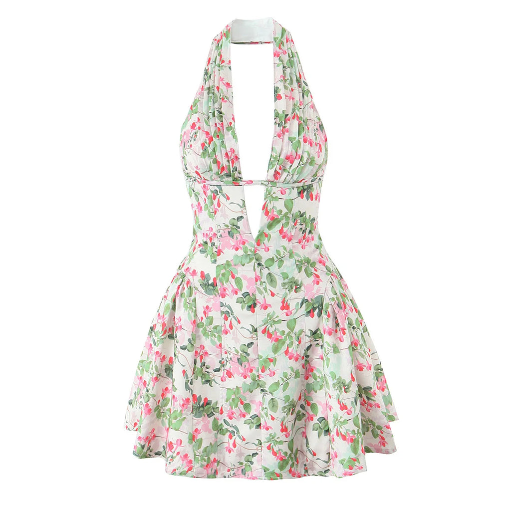 Esme Polka Dot Halter A-Line Mini Dress