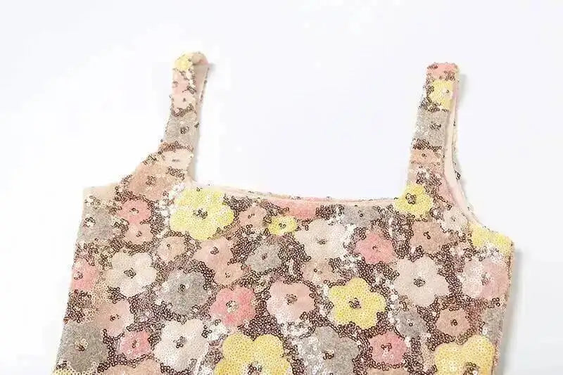 Townlike Floral Sequin bodycon mini dress